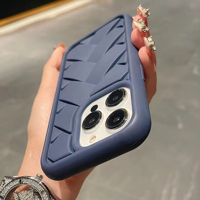 Luxury Apple iPhone Case, MagSafe Compatible, Camera Lens & Screen Protection, Ultra Thin, Shockproof, Magnetic Full All Around Cover – 3D Woven Pattern Soft Silicone Case with Heat Dissipation & Solid Protection