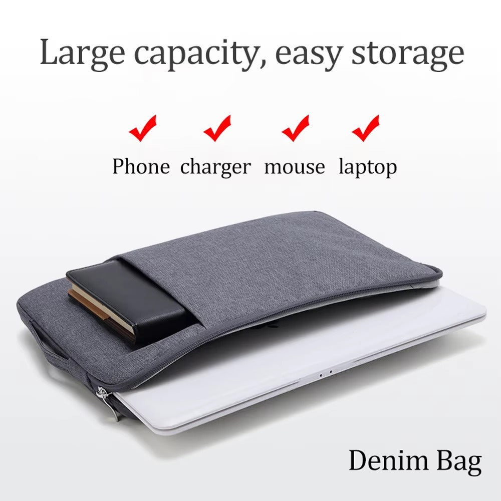 High-Quality Denim Laptop Sleeve for MacBook Air M1, M2, 12, 13.3, 14, 15 – Inner Protective Bag for MacBook Pro