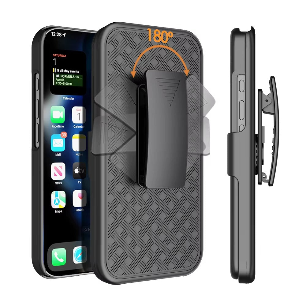 High Quality Apple iPhone Case, MagSafe Compatible, Camera Lens & Screen Protection, Ultra Thin, Shockproof, Magnetic Full All Around Cover – 2-in-1 Holster Combo Case with Kickstand & Waist Belt Clip