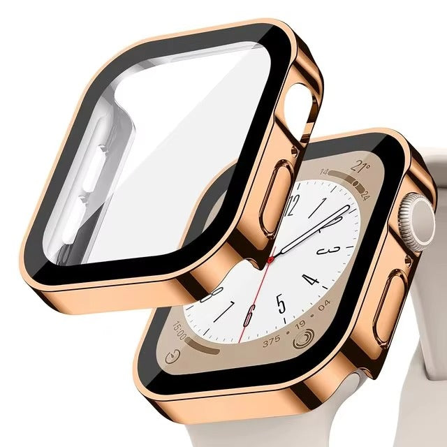 Premium Glass Screen Protector Case – Full Coverage, Straight Edge, Snap-On Protective Cover for 40mm to 49mm Smartwatches