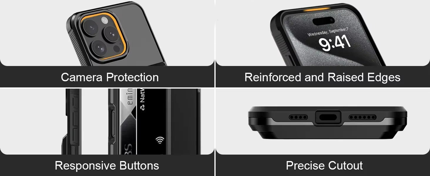 Robust Apple iPhone Case, MagSafe Compatible, Camera Lens and Screen Protection, Ultra Thin, Shockproof, Magnetic, Full All Around Protection, Wallet Card Holder Cover