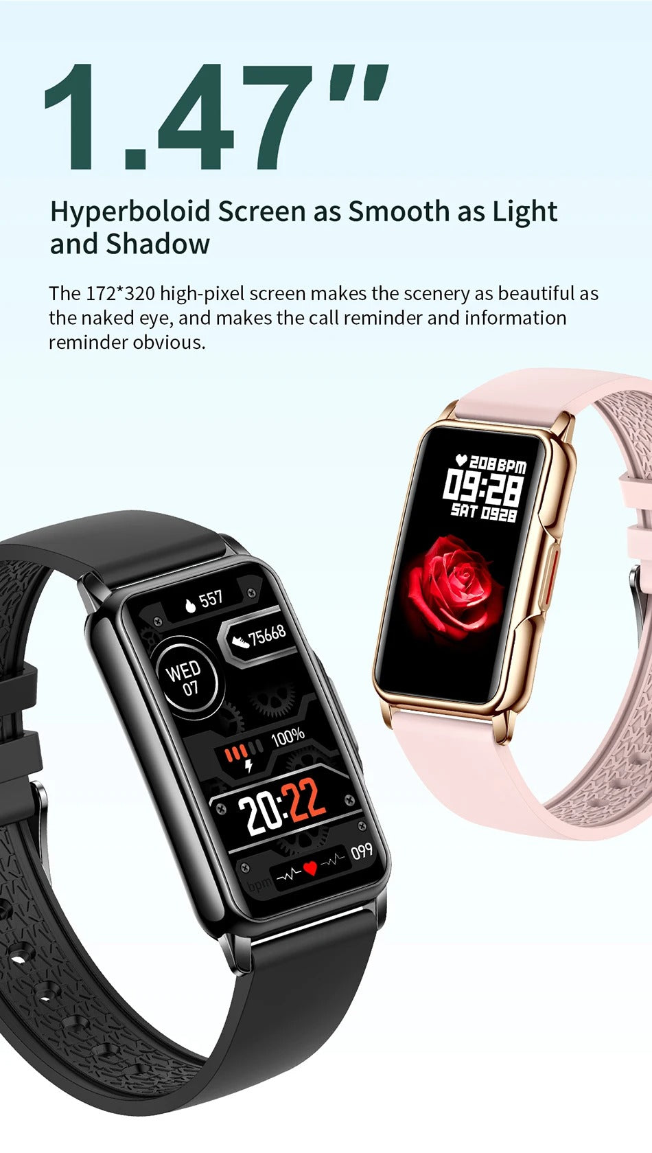 Luxury Smartwatch for Women with Bluetooth Calling – Full Touchscreen Fitness Tracker for iPhone, IP67 Waterproof, Heart Rate 