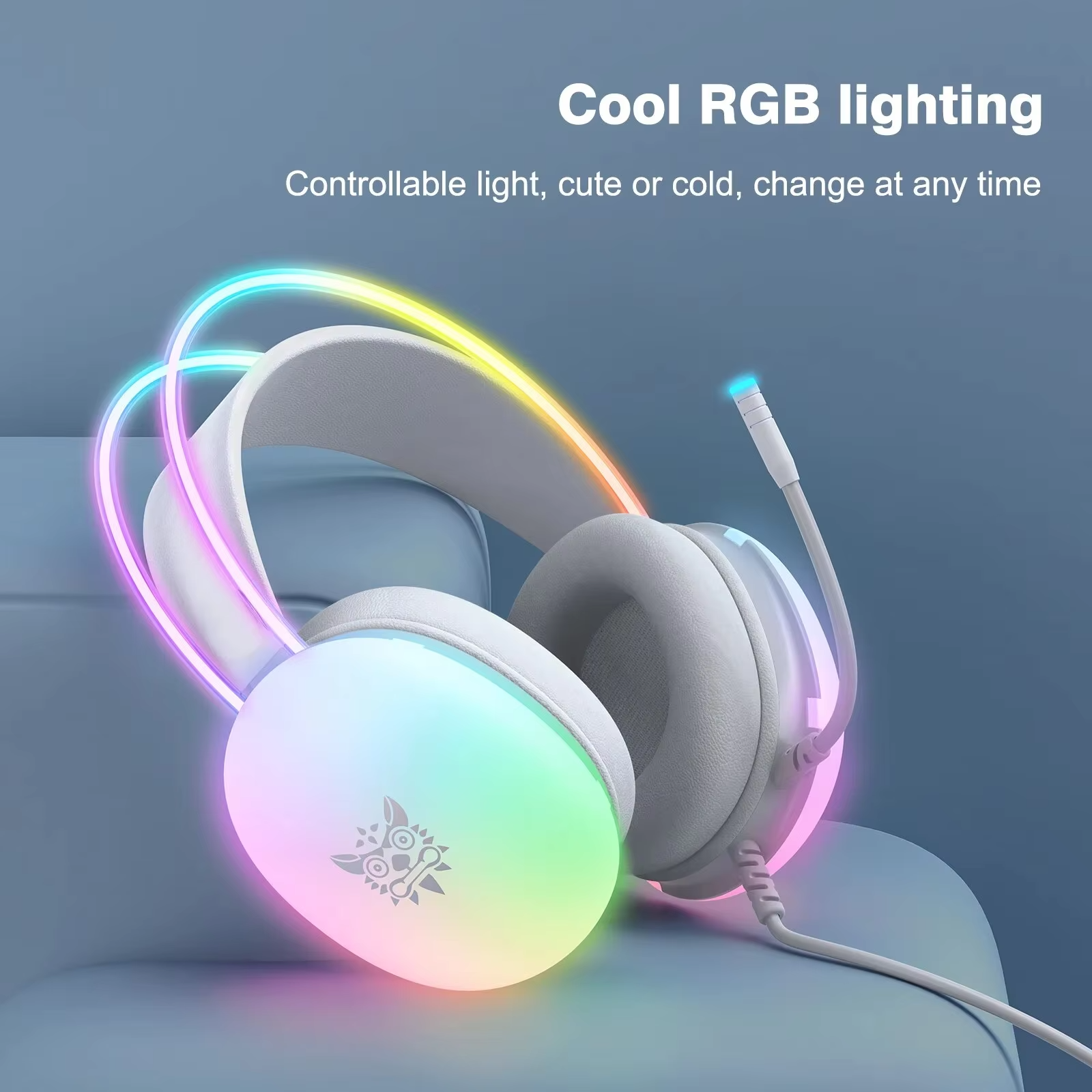 Premium, RGB Gaming Headset with Microphone Full RGB Lighting Comfortable Over-Ear Headphones for Apple Devices and PC Gamers