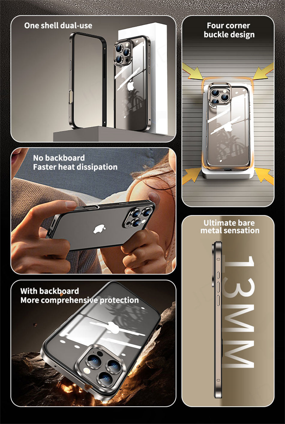 Luxury 2-in-1 Clear Acrylic iPhone Case - Ultra-Thin Aluminum Metal Lens Frame, Alloy Bumper, Design | Case for iPhone