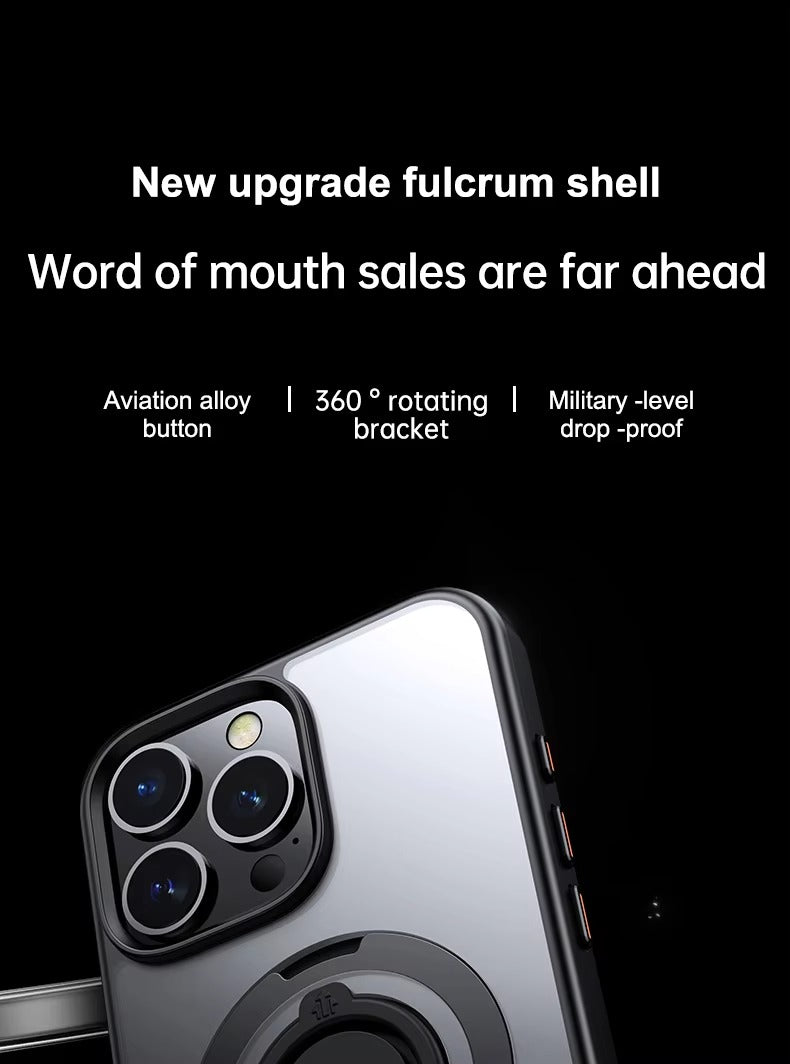 Luxury Apple iPhone Case MagSafe Compatible, Camera Lens & Screen Protection, Cover with 360° Ring Stand & Frosted Finish