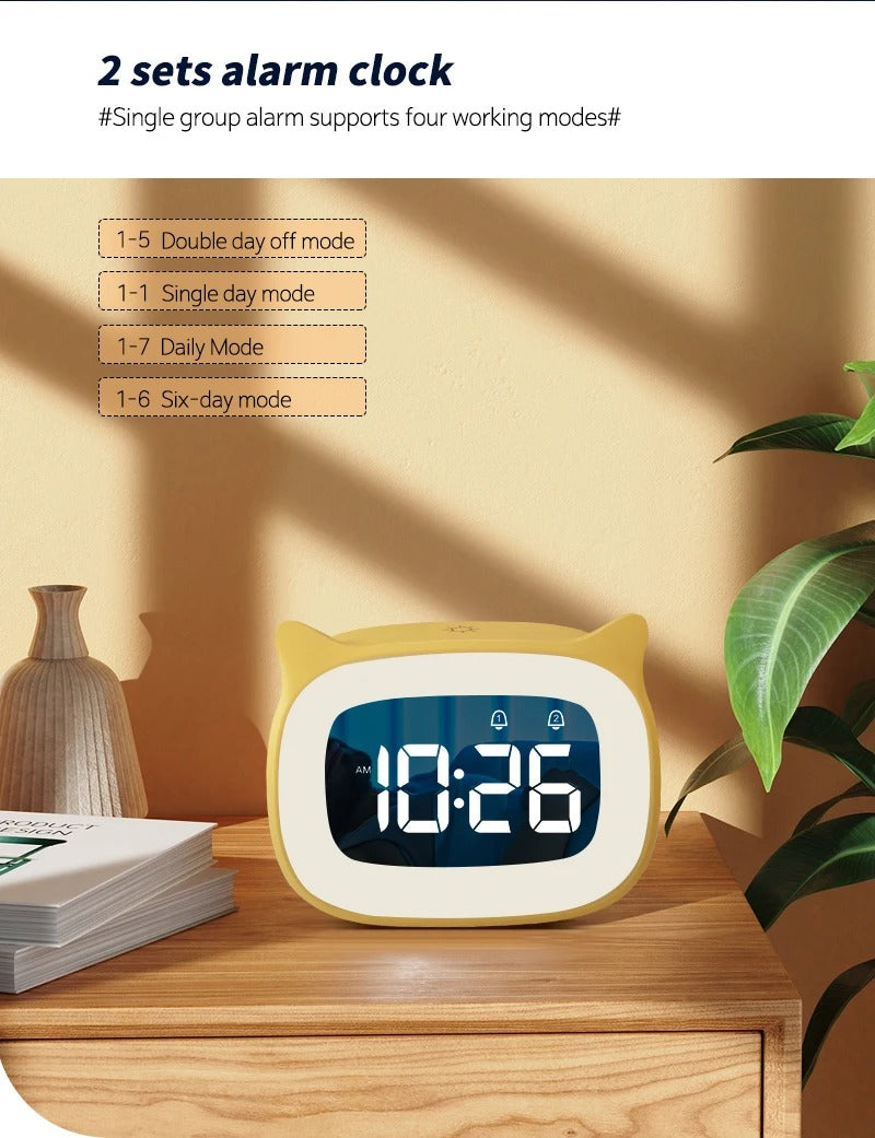Premium Rechargeable LED Alarm Clock for iPhone Users – Touch Control Night Light,  Always-On Display, 12/24H Music Desk Clock