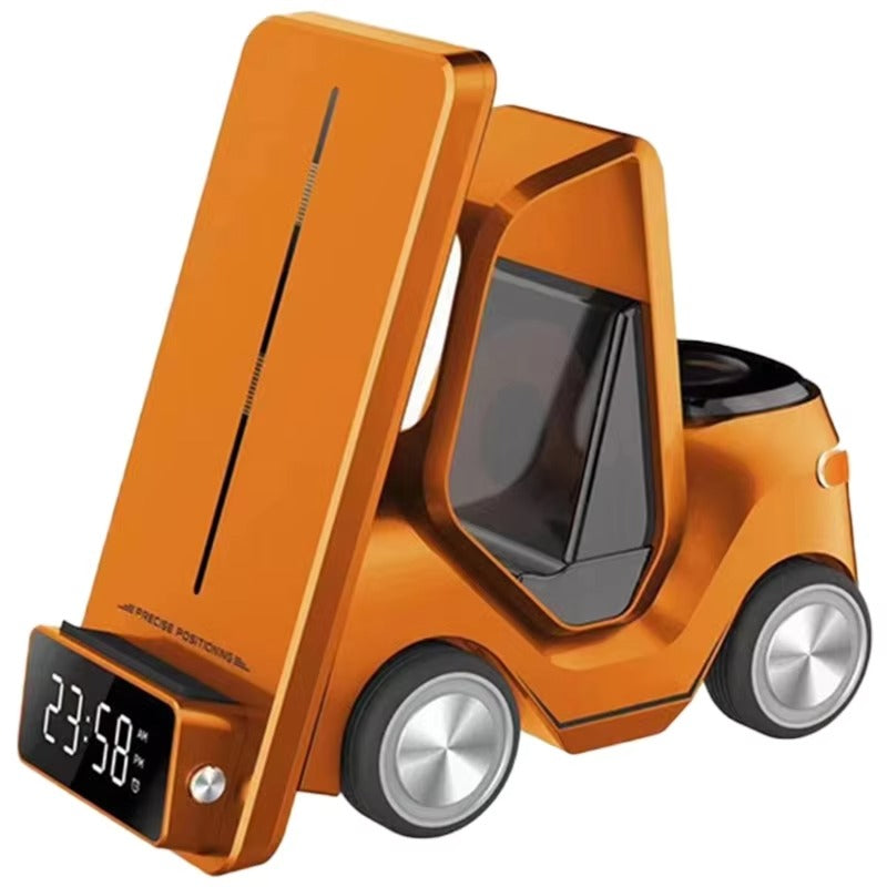 Premium 5 in 1 Magnetic Wireless Charging Station – Fast Charger Stand with Alarm Clock, Adjustable Phone Holder, LED Lamp for iPhone, Watch and AirPods