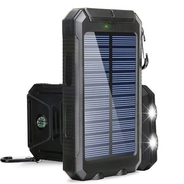 Robust 80000mAh Solar Power Bank – Portable Waterproof Charger with Dual USB, Strong LED Flashlight, Digital Display, Compass & Outdoor Emergency Features