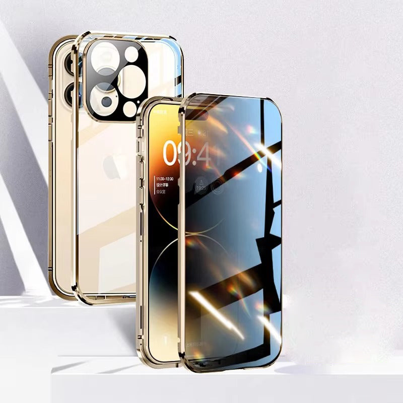 Premium Apple iPhone Case, MagSafe Compatible, Camera Lens & Screen Protection, Ultra Thin, Shockproof, Magnetic Full All Around Cover – Anti-Spy Tempered Glass Magnetic Case with Privacy Screen & Lens Protection