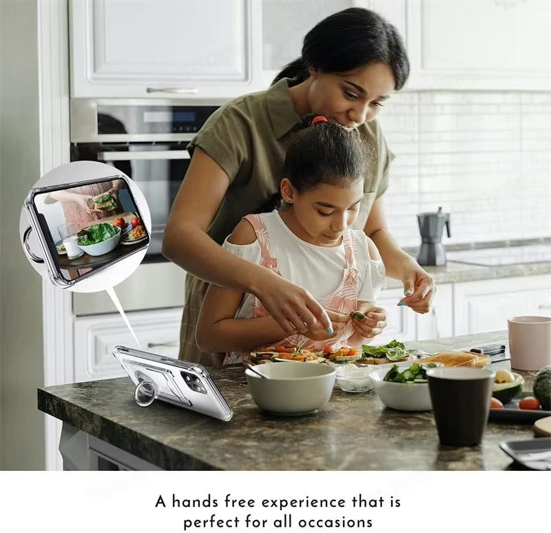 High Quality Transparent Phone Case with Magnetic Ring – Soft, Shockproof Cover with Built-In Card Holder for Apple Plus