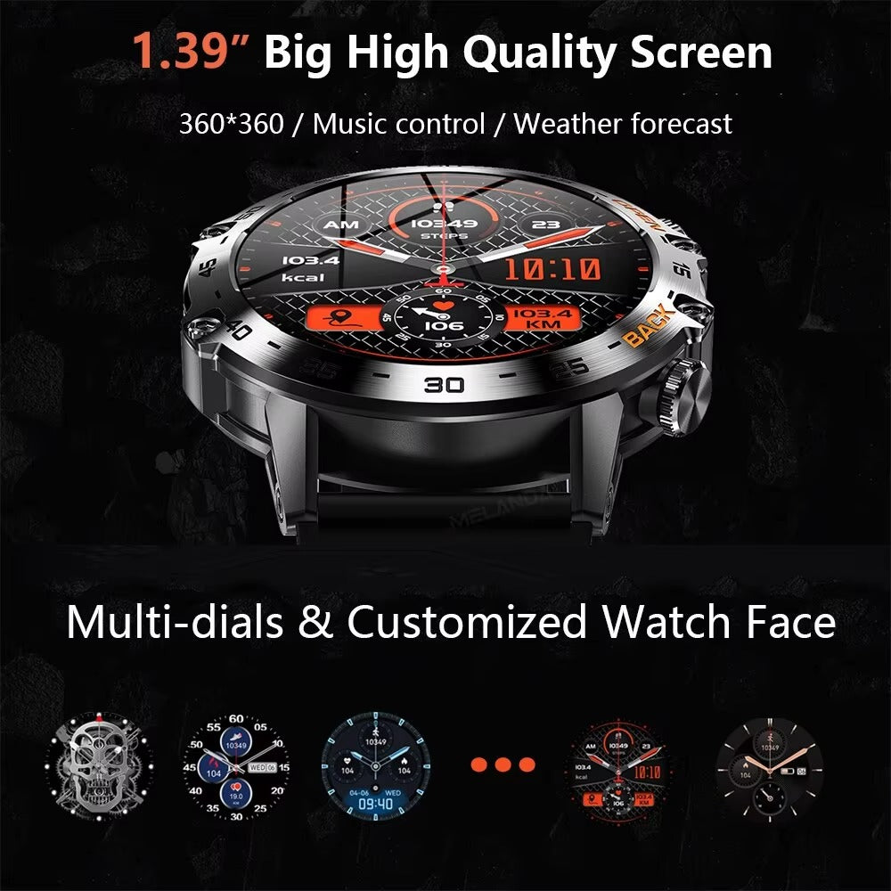 Luxury Bluetooth Call Smartwatch for iPhone – 1.39" Full Touch Fitness Tracker with Steel Band, IP67 Waterproof Health Watch 