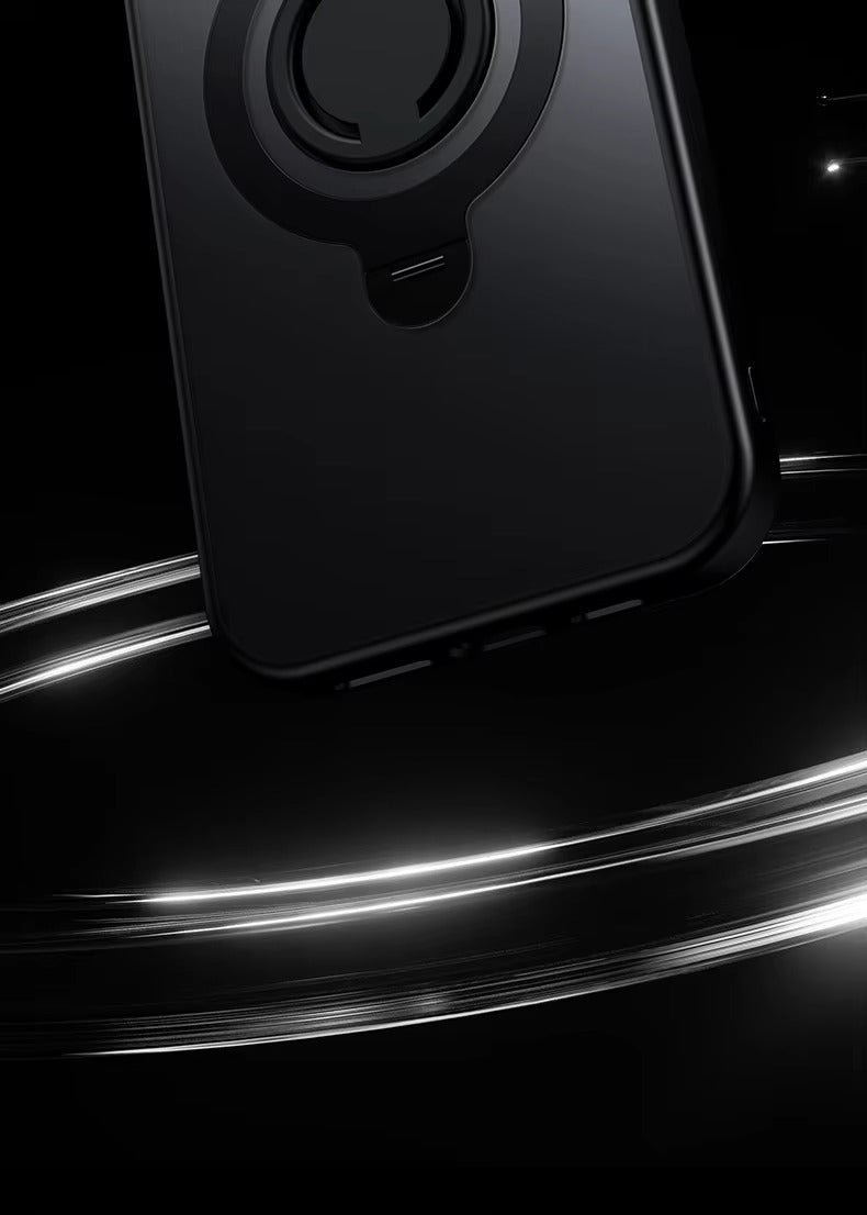 Luxury Apple iPhone Case MagSafe Compatible, Camera Lens & Screen Protection, Cover with 360° Ring Stand & Frosted Finish