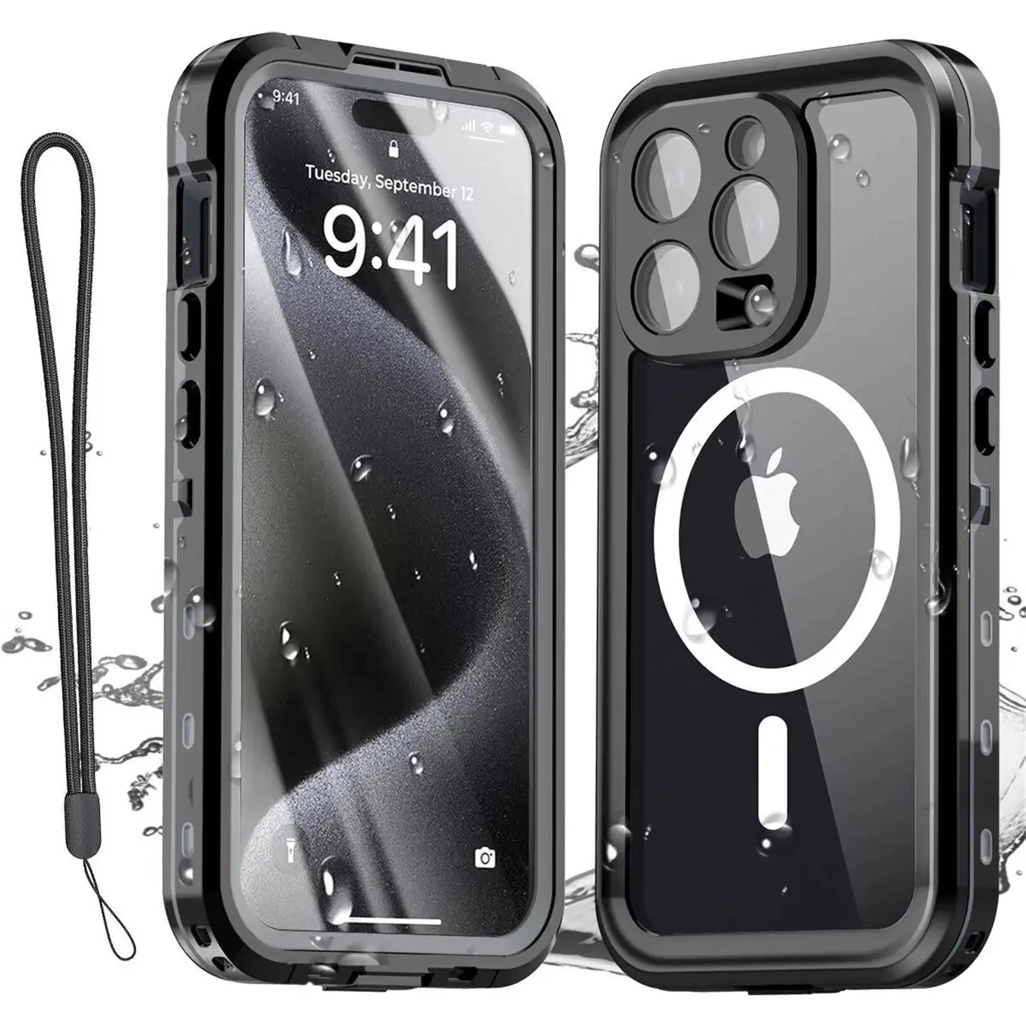 Robust Apple iPhone Case MagSafe Compatible, Camera Lens & Screen Protection, Ultra Thin Shockproof Magnetic Full All Around Protection Cover with IP68 Waterproof Diving Design