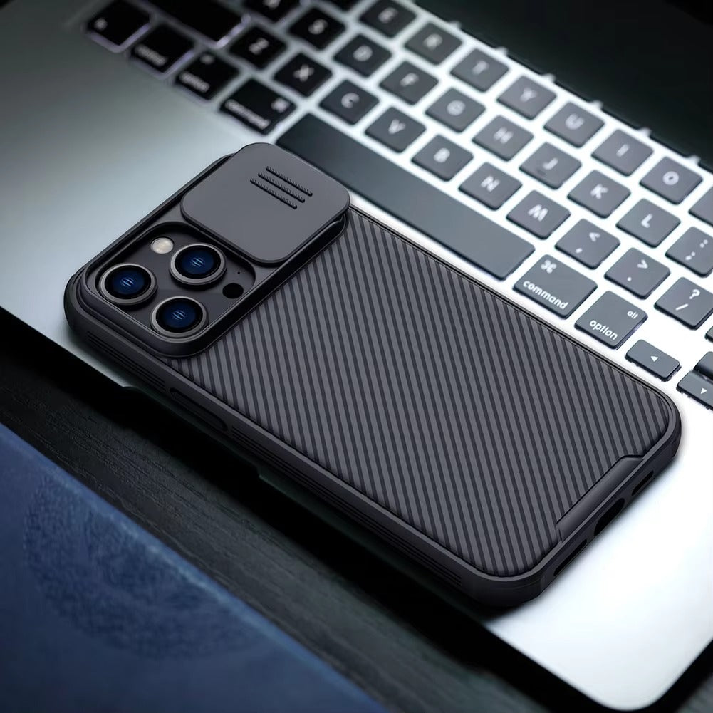 Premium Apple iPhone Case  Ultra Thin Shockproof Magnetic Full All Around Protection Cover with Slide Camera Stand Bracket