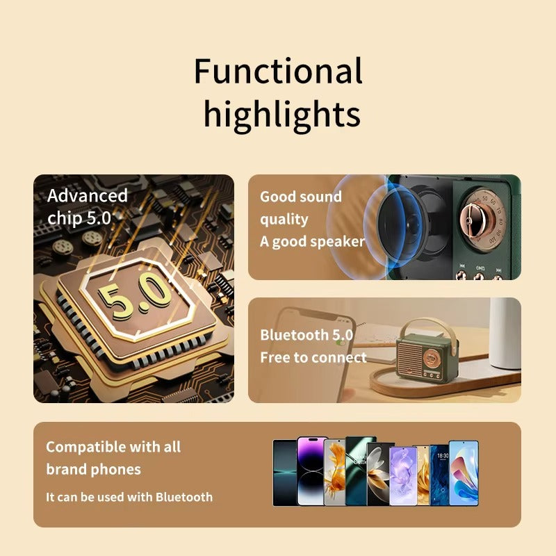 High Quality Portable Bluetooth Speaker for iPhone, Waterproof Wireless Subwoofer, Outdoor Loud Music Box with Deep Bass 