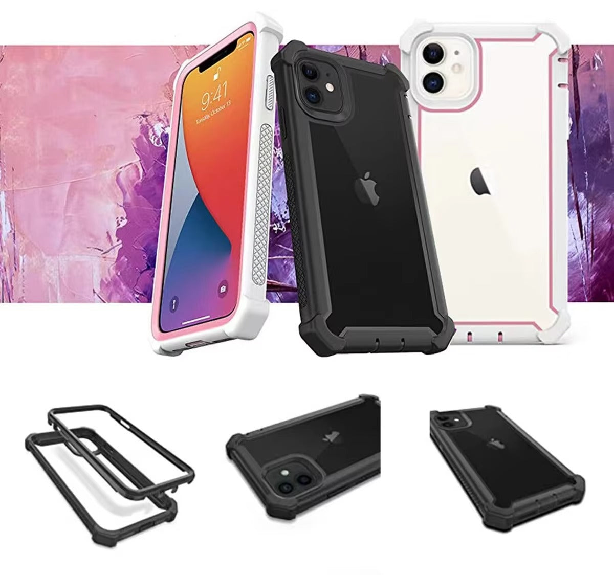 Robust Apple iPhone Case, MagSafe Compatible, Camera Lens & Screen Protection, Ultra Thin, Shockproof, Magnetic Full All Around Cover – Rugged Hybrid TPU Case with Transparent Silicone Back & Hard PC Bumper Frame