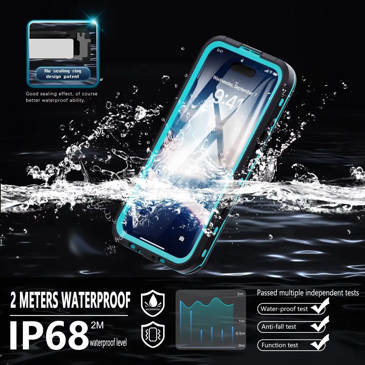 High Quality Waterproof Apple iPhone Case, MagSafe Compatible, Ultra Thin Magnetic with IP68 Dustproof Seal and Screen Guard