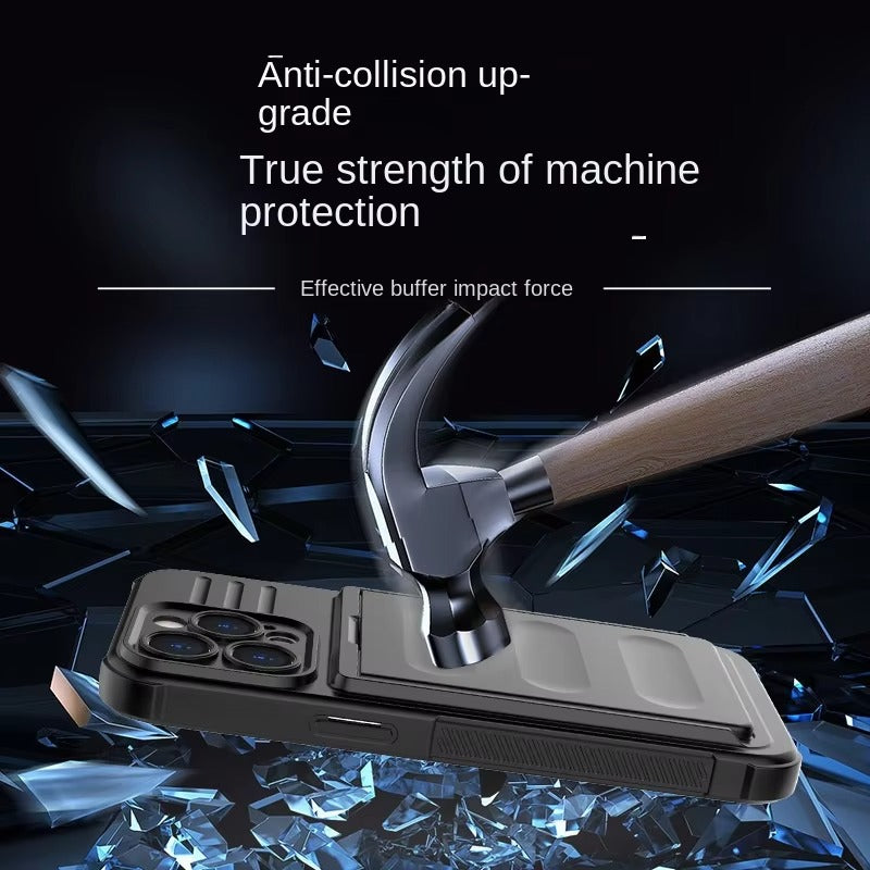 Robust Apple iPhone Case, MagSafe Compatible, Camera Lens and Screen Protection, Ultra Thin, Shockproof, Magnetic, Full All Around Protection, Slide Card Armor Cover