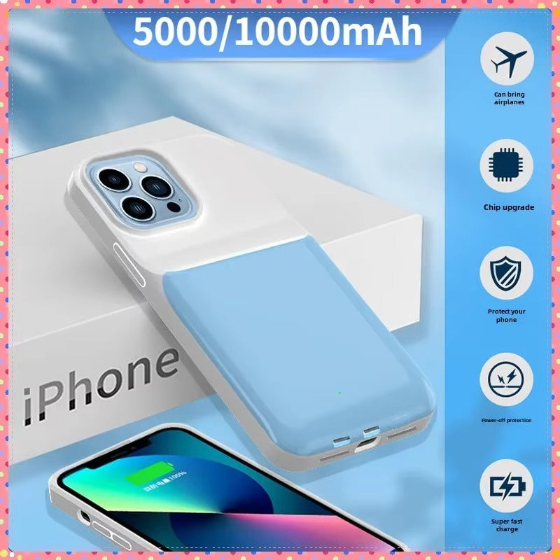 High Quality Apple iPhone Case MagSafe Compatible, Camera Lens & Screen Protection, Ultra Thin Shockproof Magnetic Full All Around Protection Cover with 5000mAh 10000mAh Power Bank