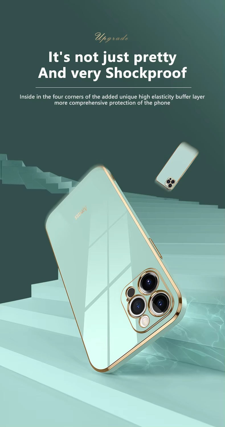 Luxury Apple iPhone Case MagSafe Compatible, Camera Lens & Screen Protection, Ultra Thin Shockproof Magnetic Full All Around Protection Cover with Solid Color Plating Silicone