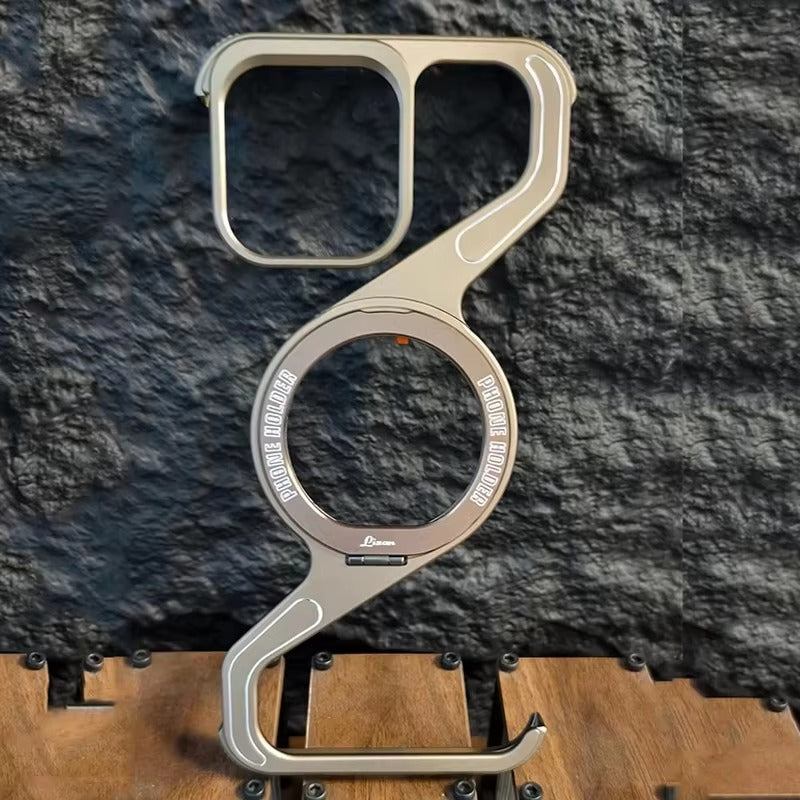 Premium Apple iPhone Case, MagSafe Compatible, Camera Lens & Screen Protection, Ultra Thin, Shockproof, Magnetic Full All Around Cover – Z-Type Aluminum Alloy Rimless Case with Snap-On Bracket & Metal Frame