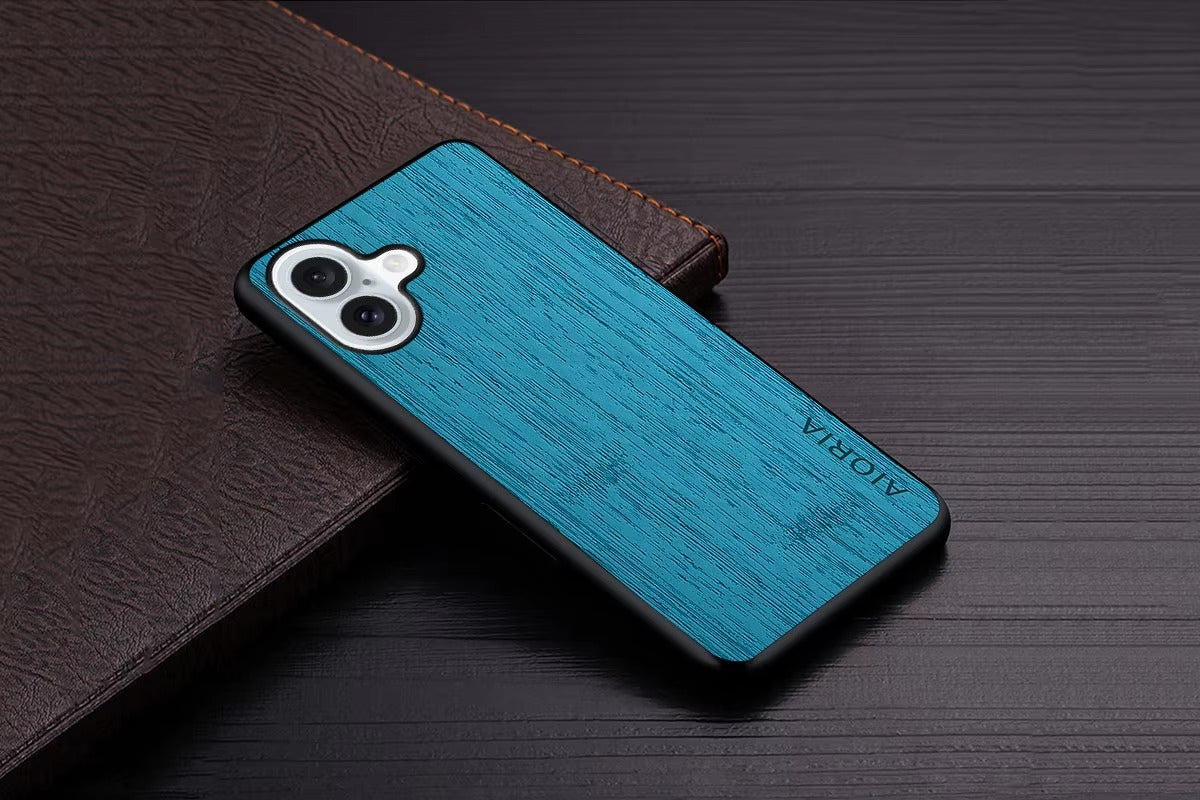 Premium Wood Grain iPhone Case MagSafe Compatible Ultra Thin Magnetic with Smooth Brown Texture and Metallic Frame Design