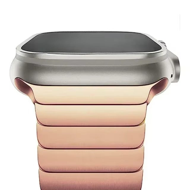 Premium Titanium Stainless Steel Band for Apple Watch Metal Link Bracelet with Secure Clasp, Compatible with 41mm to 49mm 