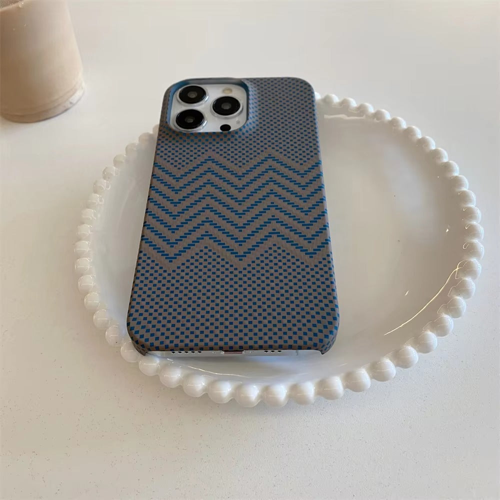 High Quality Apple iPhone Case, MagSafe Compatible, Camera Lens & Screen Protection, Ultra Thin, Shockproof, Magnetic Full All Around Cover – Business Carbon Fiber Pattern Case with Frameless Hard Armor Plastic Design