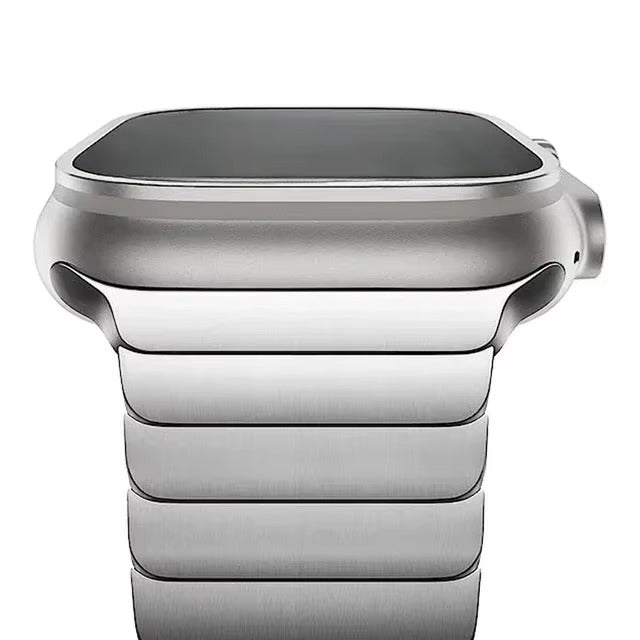 Premium Titanium Stainless Steel Band for Apple Watch Metal Link Bracelet with Secure Clasp, Compatible with 41mm to 49mm 