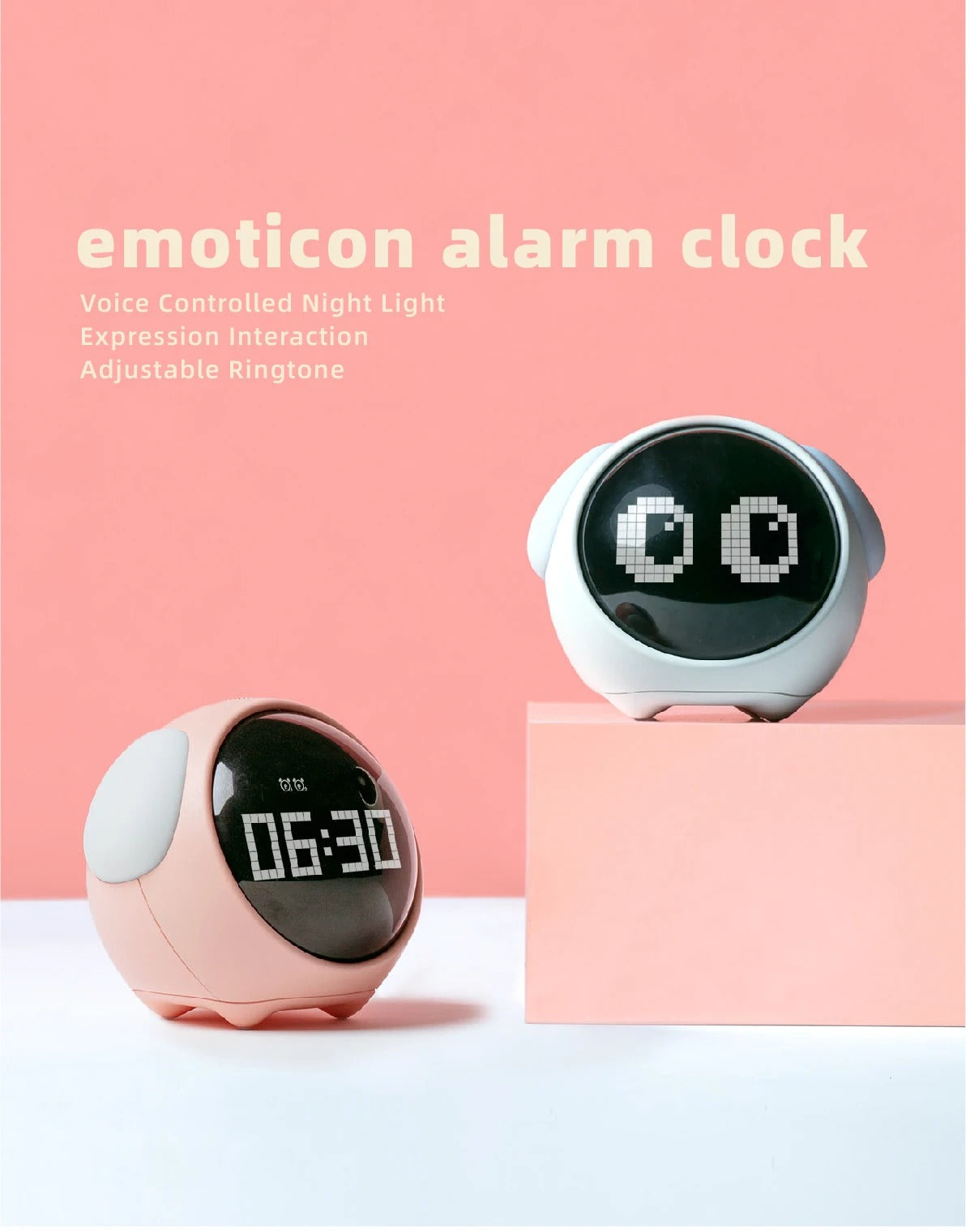 Luxury LED Digital Alarm Clock – Multifunction Voice Control Night Light with Snooze, Temperature Display, Dual Alarms, Music, Modern Home Design