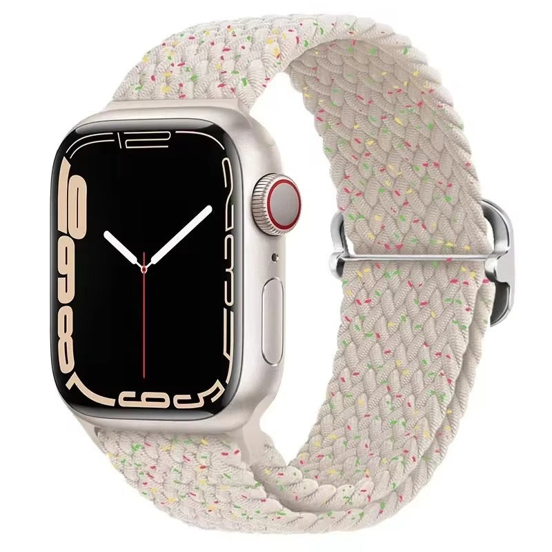 Premium Nylon Braided Solo Loop for Apple Watch – Adjustable Elastic Strap, Breathable Band for 40mm to 46mm Apple 