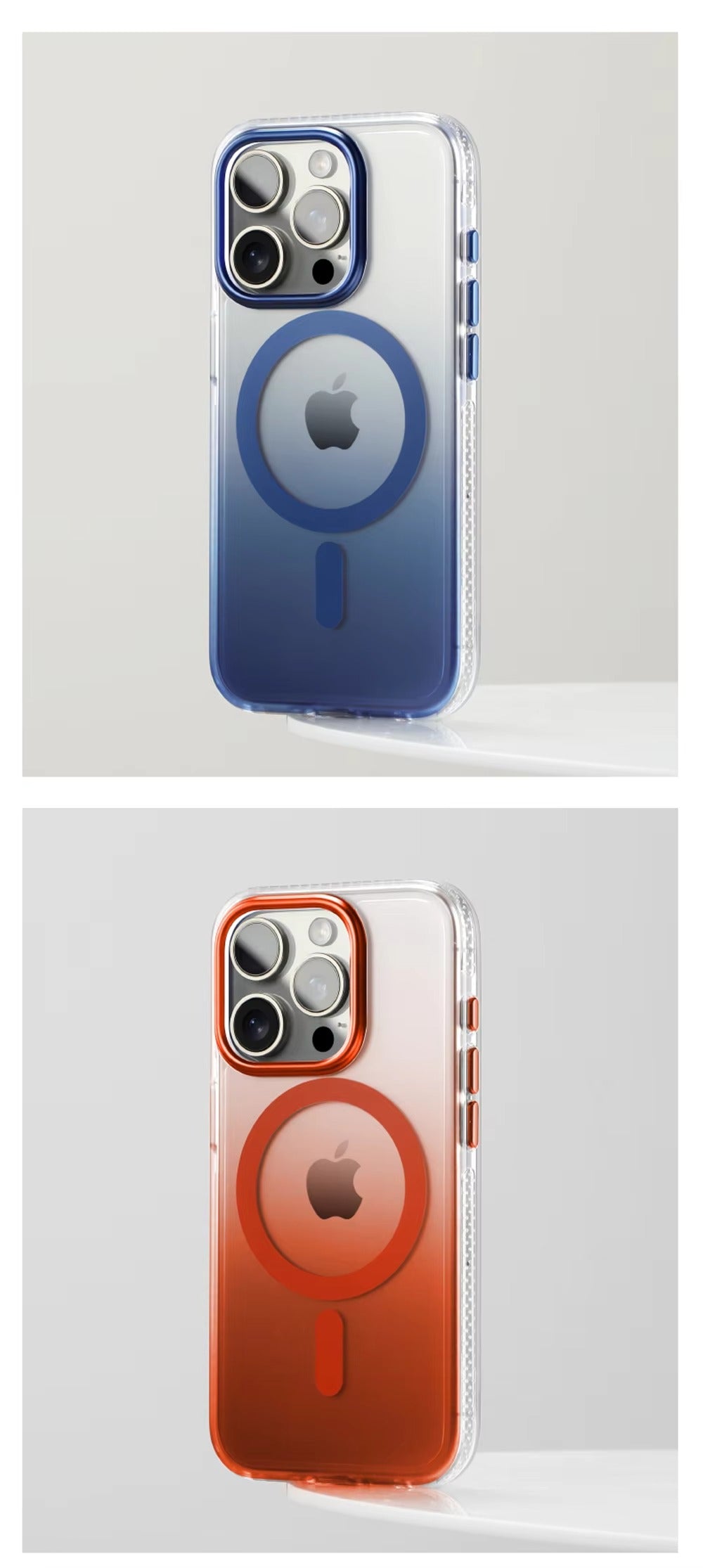 High Quality Apple iPhone Case MagSafe Compatible, Camera Lens & Screen Protection, Ultra Thin Shockproof Magnetic Full All Around Protection Cover with Gradient Bumper & Clear Shell