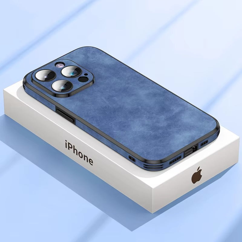 Shockproof Magnetic Leather Apple iPhone Case, MagSafe Compatible, Full Lens and Screen Protection, Slim Bumper Grip Cover 