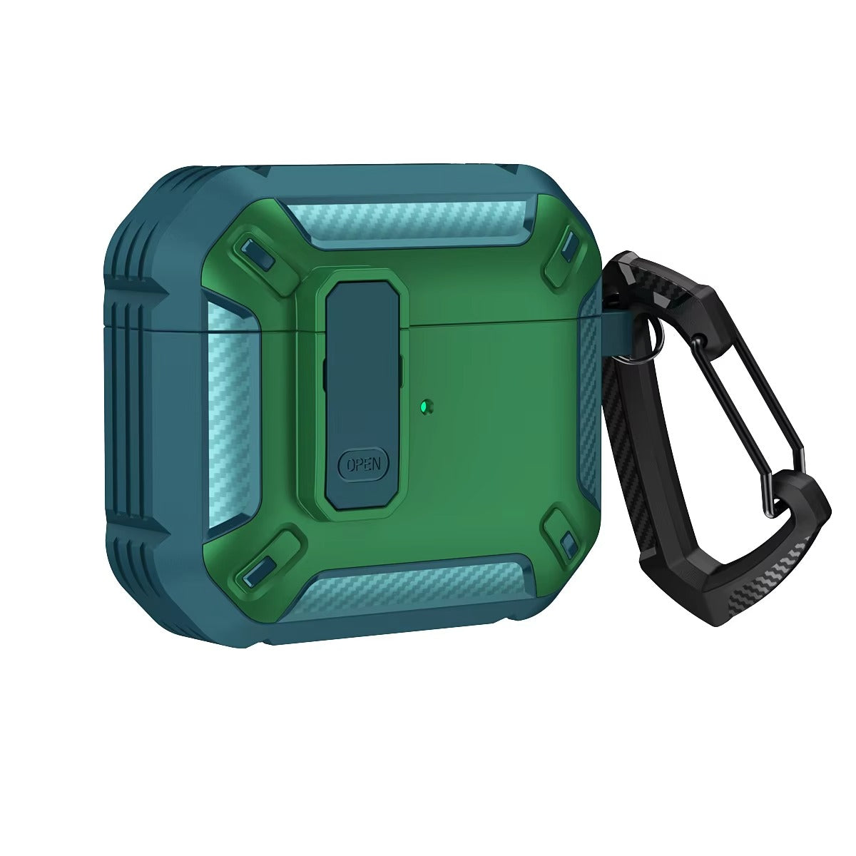 Premium Carbon Fiber AirPods Case Cover – Shockproof TPU Hard Shell with Secure Lock, Keychain, Wireless Charging Compatible for AirPods Pro 2, 3, 2, 1 & 4