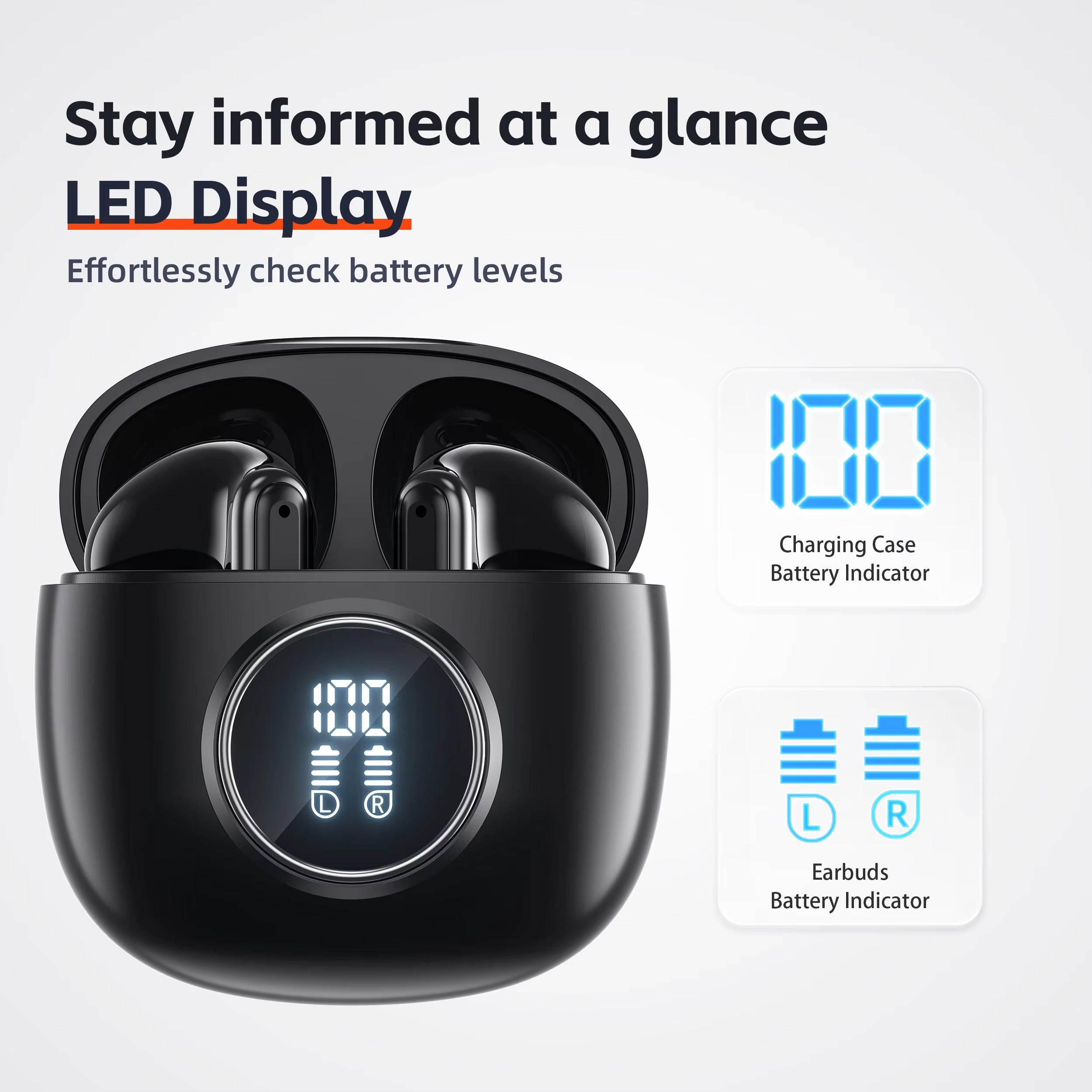 High Quality TWS Bluetooth 5.3 Earphones – 13mm Driver, 4 Mic ENC, Touch Control, LED Display, HiFi Bass, 28H Battery, Waterproof Wireless Headphones