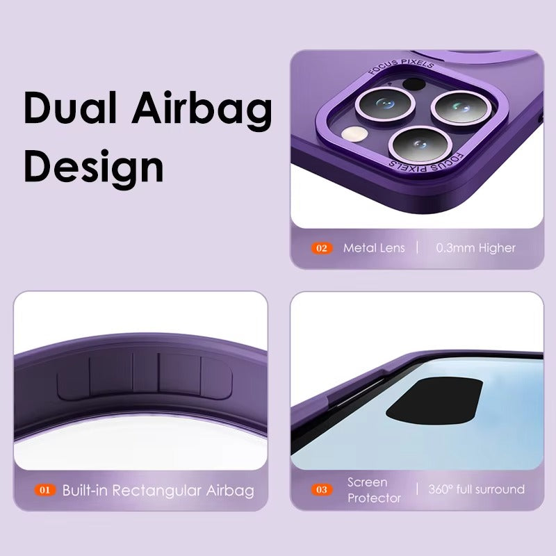 High Quality Apple iPhone Case MagSafe Compatible, Camera Lens & Screen Protection,  Cover with Aluminum Stand & Metal Lens