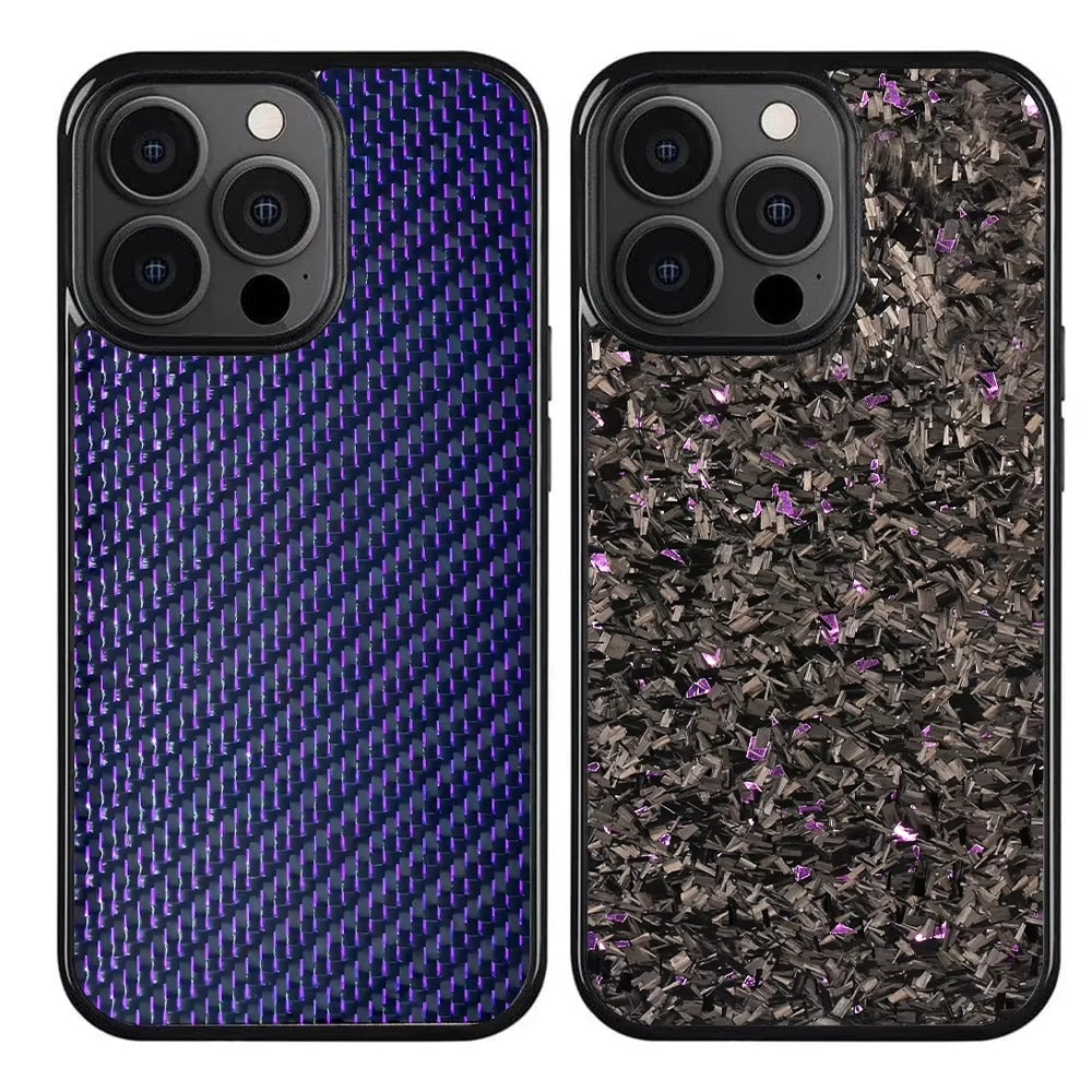 Luxury Apple iPhone Case, MagSafe Compatible, Camera Lens & Screen Protection, Ultra Thin, Shockproof, Magnetic Full All Around Cover – Real Carbon Fiber Gloss Armor Case with Forged Design & Wireless Charging Support