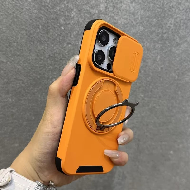 Robust Apple iPhone Case, MagSafe Compatible, Camera Lens and Screen Protection, Ultra Thin, Shockproof, Magnetic, Full All Around Protection, Slide Ring Armor Cover