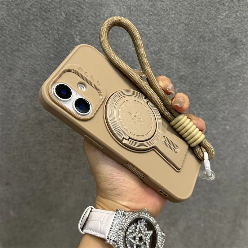 Luxury Apple iPhone Case, MagSafe Compatible, Camera Lens & Screen Protection, Ultra Thin, Shockproof, Magnetic Full All Around Cover – Invisible Folding Bracket Silicone Case with Soft Touch Finish