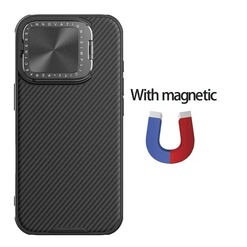 Premium Apple iPhone Case  Ultra Thin Shockproof Magnetic Full All Around Protection Cover with Slide Camera Stand Bracket