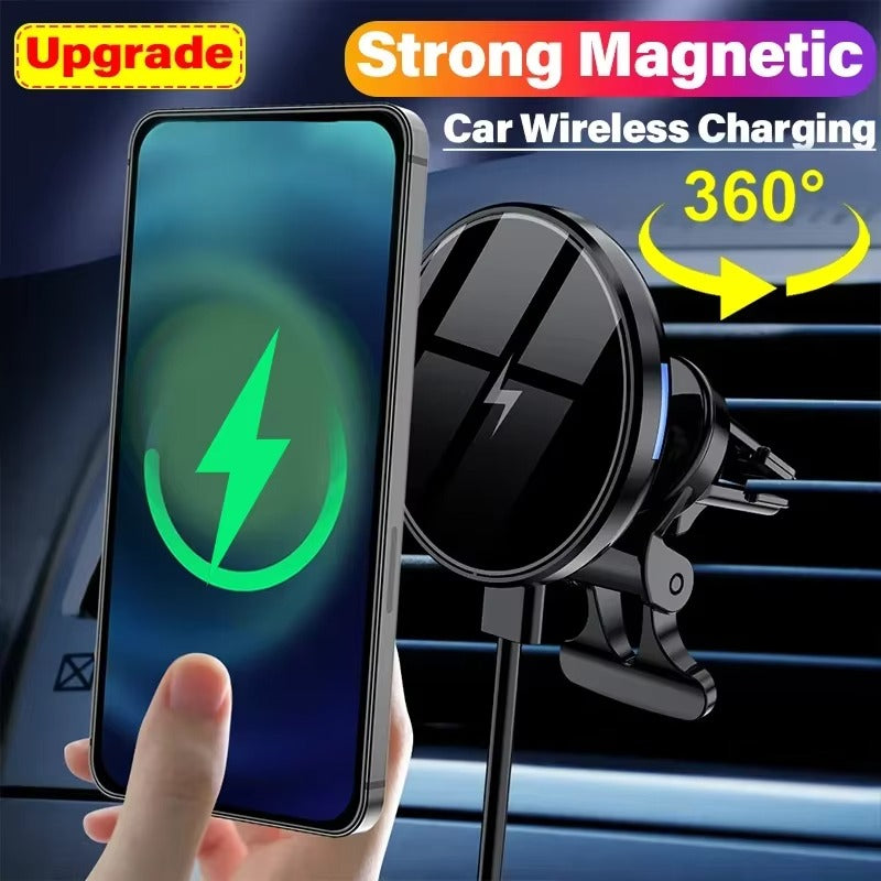 High-Speed 30W Magnetic Wireless Car Charger – Phone Holder Stand with Fast Charging, Dashboard or Vent Mount