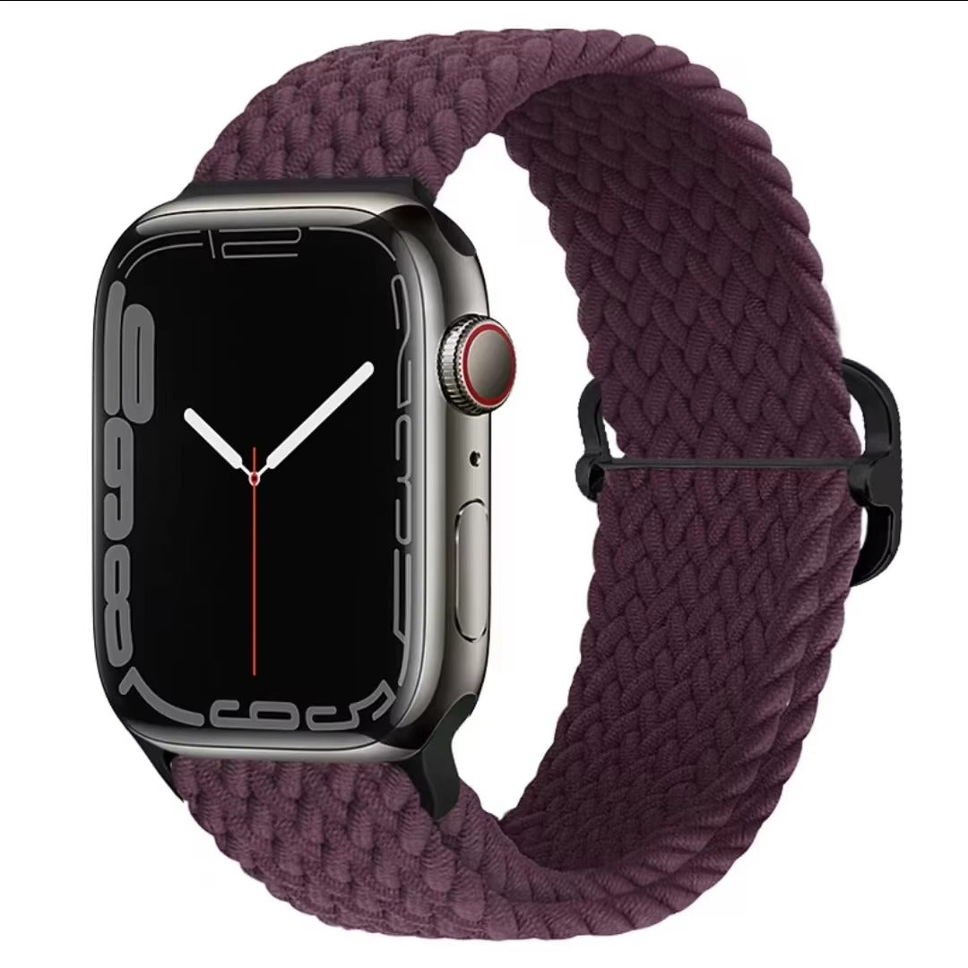 Premium Nylon Braided Solo Loop for Apple Watch – Adjustable Elastic Strap, Breathable Band for 40mm to 46mm Apple 