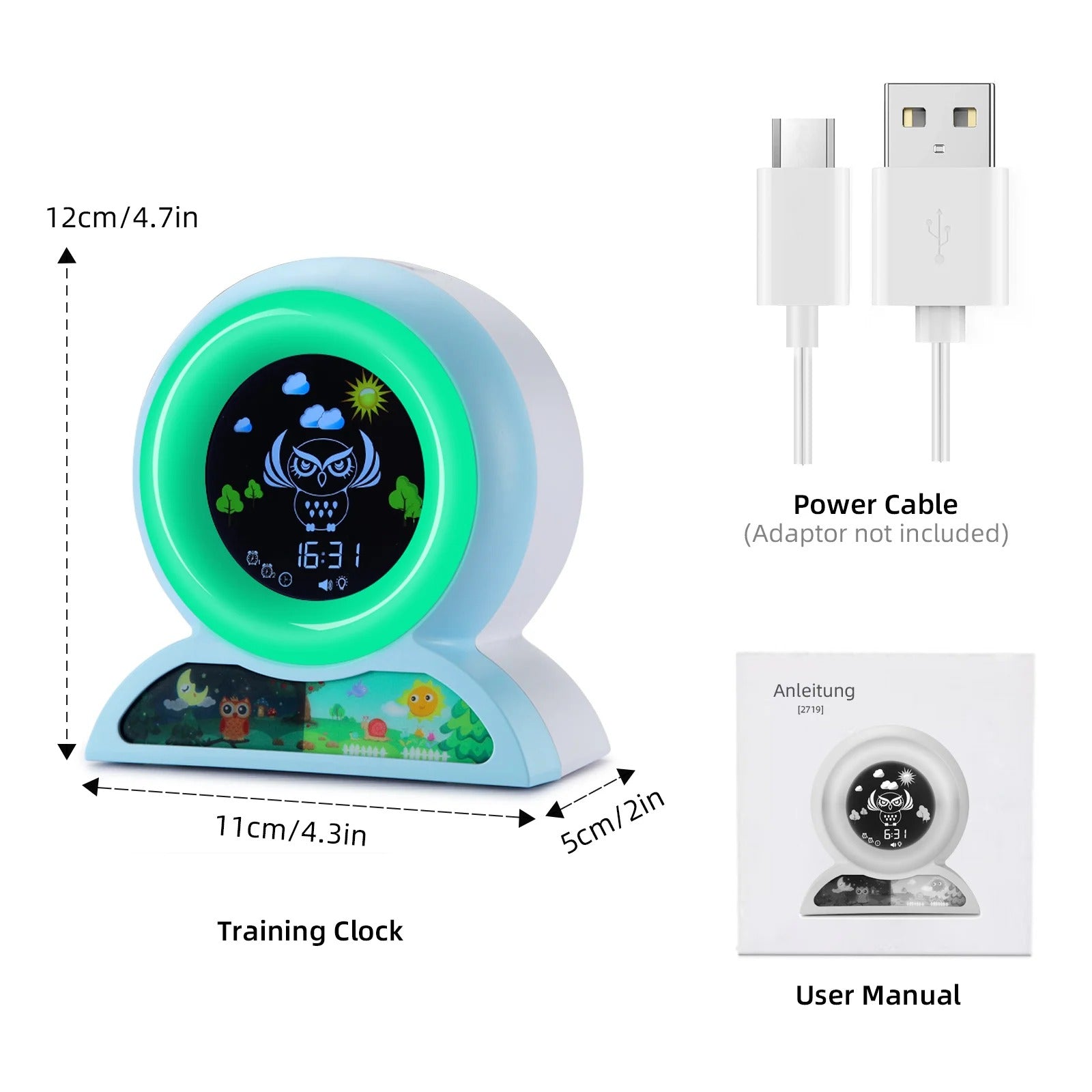Premium Kids Sleep Training Alarm Clock – Cute Animal Digital Wake Up Night Light with Snooze, Color Changing, Music, Temperature Display