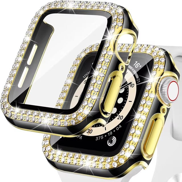 Luxury, Bling Diamond Case with Glass Screen Protector for Apple Watch –   for 38mm, 40mm, 41mm, 42mm, 44mm, 45mm