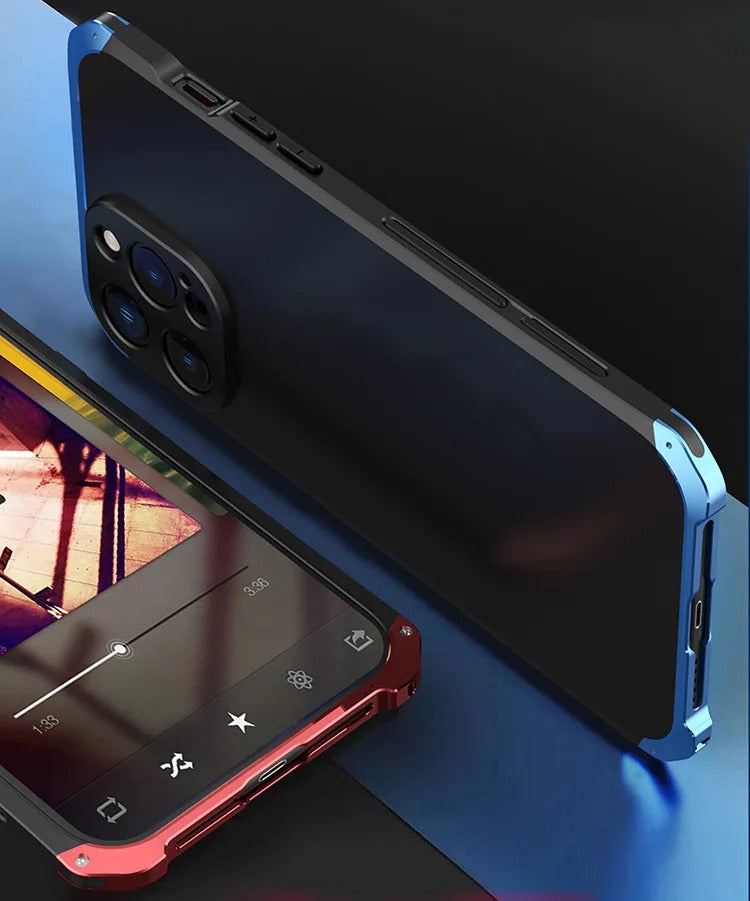 Robust Apple iPhone Case, MagSafe Compatible, Camera Lens & Screen Protection, Ultra Thin, Shockproof, Magnetic Full All Around Cover – Shockproof Metal Armor Case with Aluminum + PC Shell for Rugged Durability