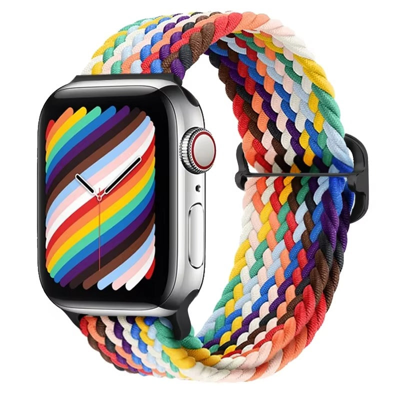 Premium Nylon Braided Solo Loop for Apple Watch – Adjustable Elastic Strap, Breathable Band for 40mm to 46mm Apple 