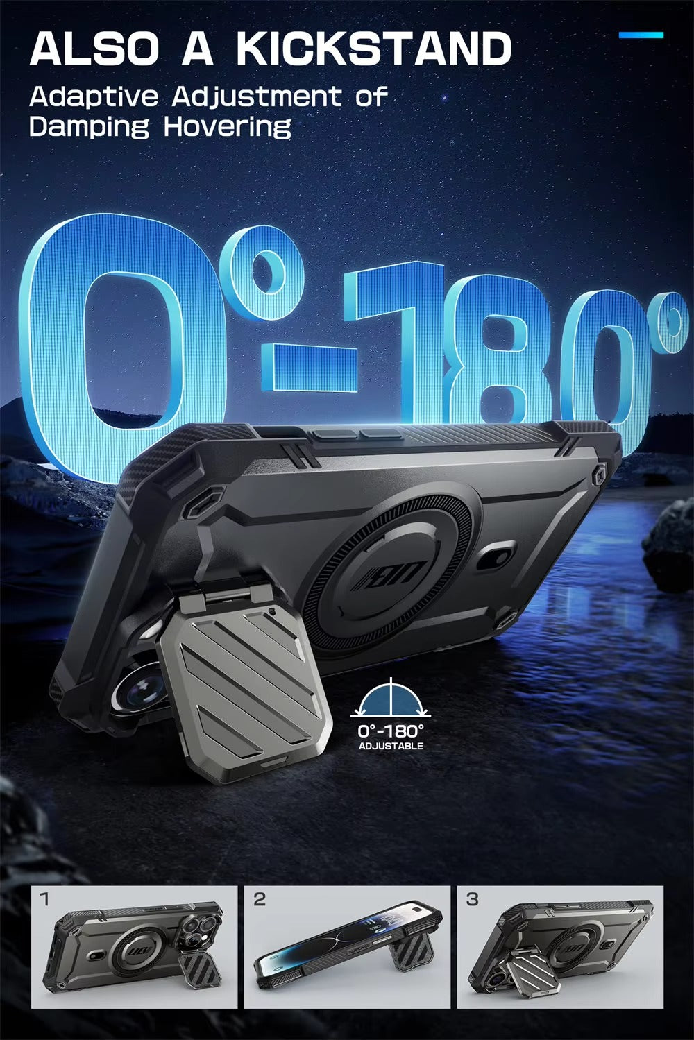 Robust Apple iPhone Case, MagSafe Compatible, Ultra Thin Magnetic Shockproof Cover with Camera Lens Shield, Kickstand Frame