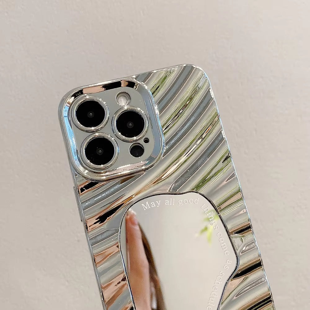 Luxury Apple iPhone Case, MagSafe Compatible, Camera Lens and Screen Protection, Ultra Thin, Shockproof, Magnetic, Full All Around Protection, Wavy Mirror Bumper Cover