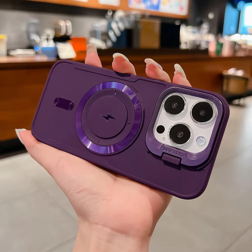 Premium Apple iPhone Case, MagSafe Compatible, Camera Lens & Screen Protection, Ultra Thin, Shockproof, Magnetic Full All Around Cover – Soft Silicone Case with Wrist Strap, Magnetic Lanyard & Lens Stand Bracket