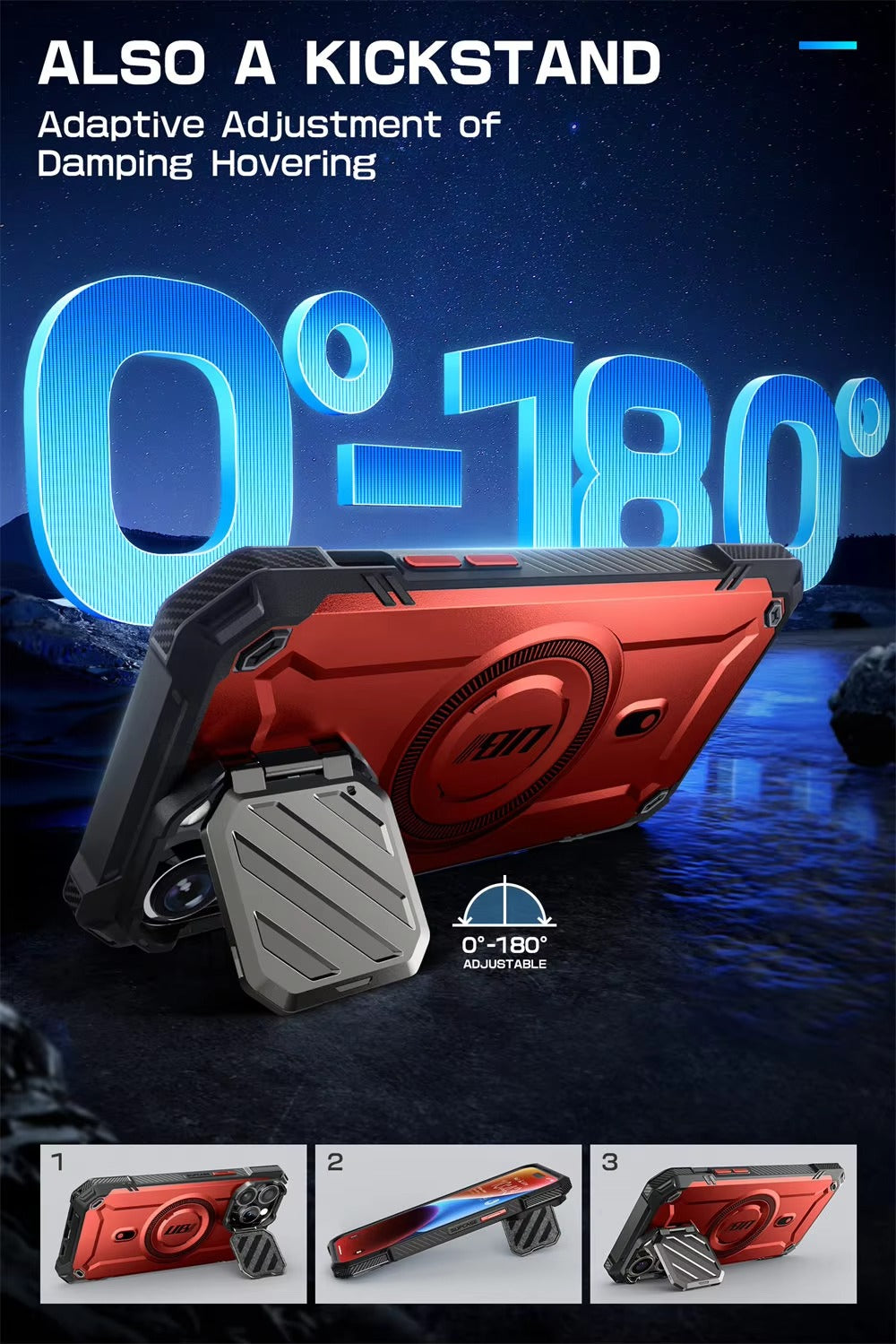 Robust Apple iPhone Case, MagSafe Compatible, Ultra Thin Magnetic Shockproof Cover with Camera Lens Shield, Kickstand Frame